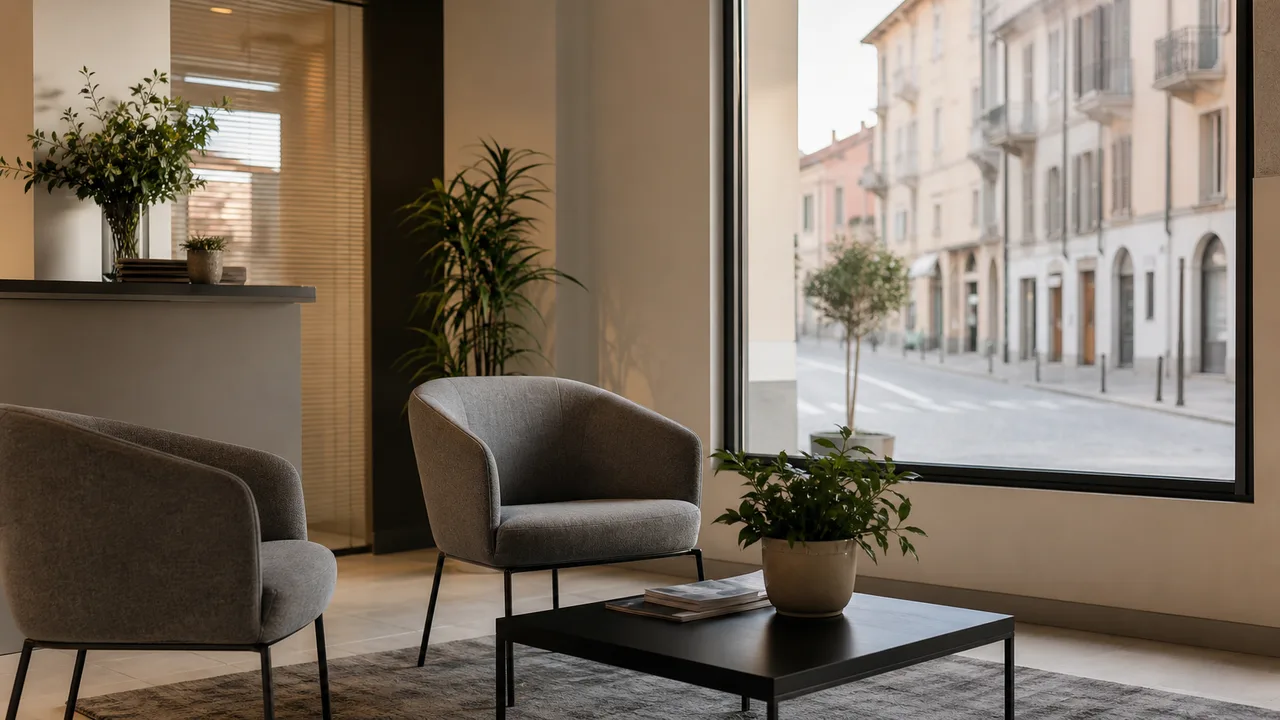 Reception e sala d'attesa di uno studio di consulenza del lavoro a Monza